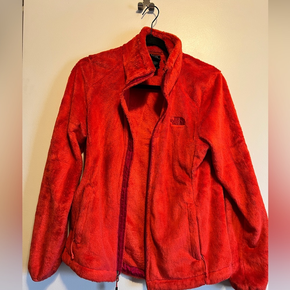 North Face Osito Jacket TNF Red with Pink Embroidery